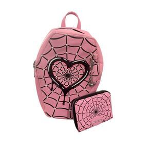 Monster High Pink Spiderweb Heart Backpack & Wallet Set – Gothic Punk Alternativ